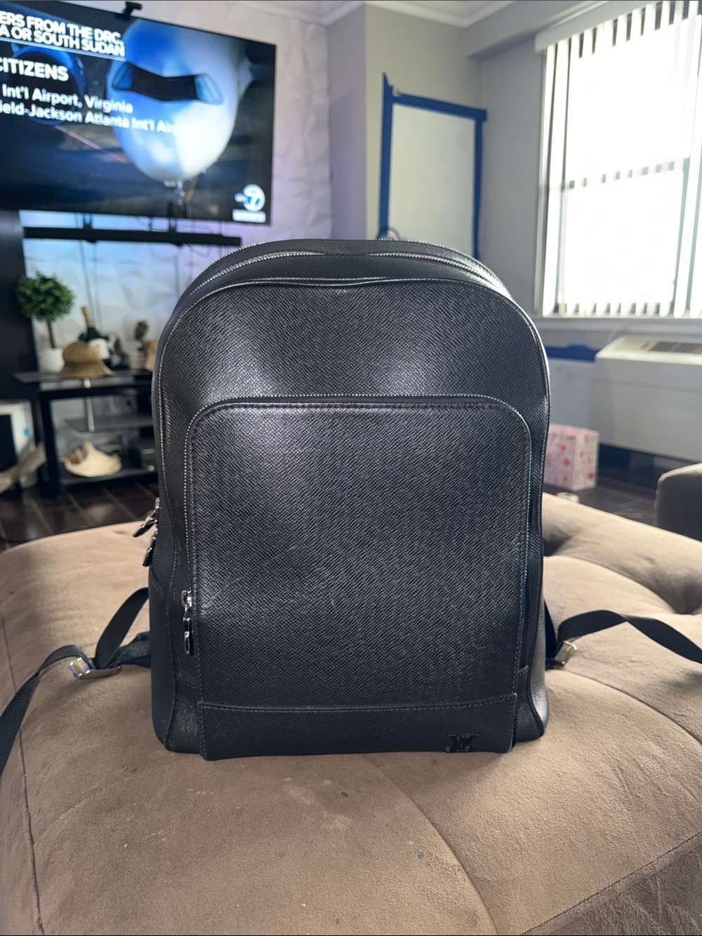 Louis Vuitton Black Textured Leather Backpack - Picture 12 of 15